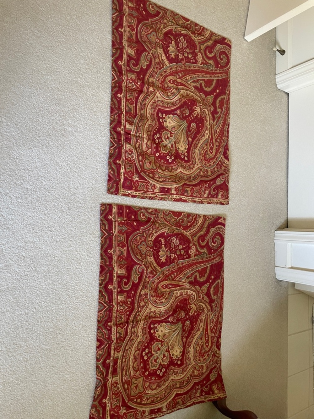 Pottery Barn Dark Red Paisley Duvet Cover and Shams with Gold and Cream Accents - Picture 5 of 6